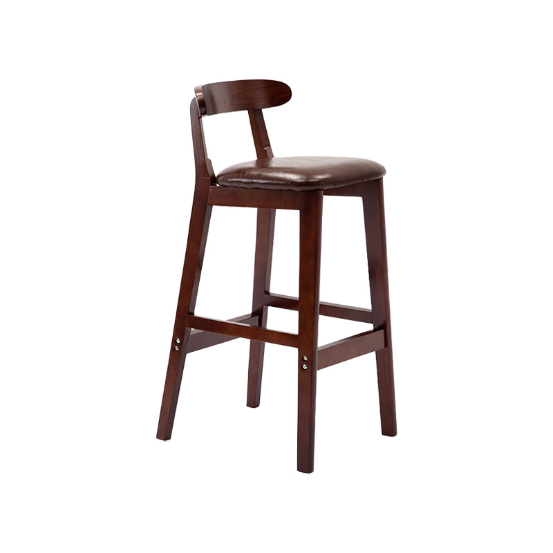 Modern Leather Bar Stool Low Back Low Back Rectangular Counter Stool with Wood Legs Red Brown Brown 1 Piece Clearhalo 'Bar Furniture' 'Bar Stools' 'bar_stools' 'furn' 'furn_bar_stools' 'furniture_bar_stools' 'Kitchen & Dining Furniture' 'kitchen&dining_furn' 'kitchen' 'kitchen_furn' Furniture' 4296857