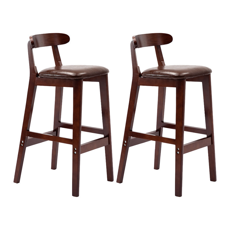 Modern Leather Bar Stool Low Back Low Back Rectangular Counter Stool with Wood Legs Red Brown Brown 2 Piece Set Clearhalo 'Bar Furniture' 'Bar Stools' 'bar_stools' 'furn' 'furn_bar_stools' 'furniture_bar_stools' 'Kitchen & Dining Furniture' 'kitchen&dining_furn' 'kitchen' 'kitchen_furn' Furniture' 4296858
