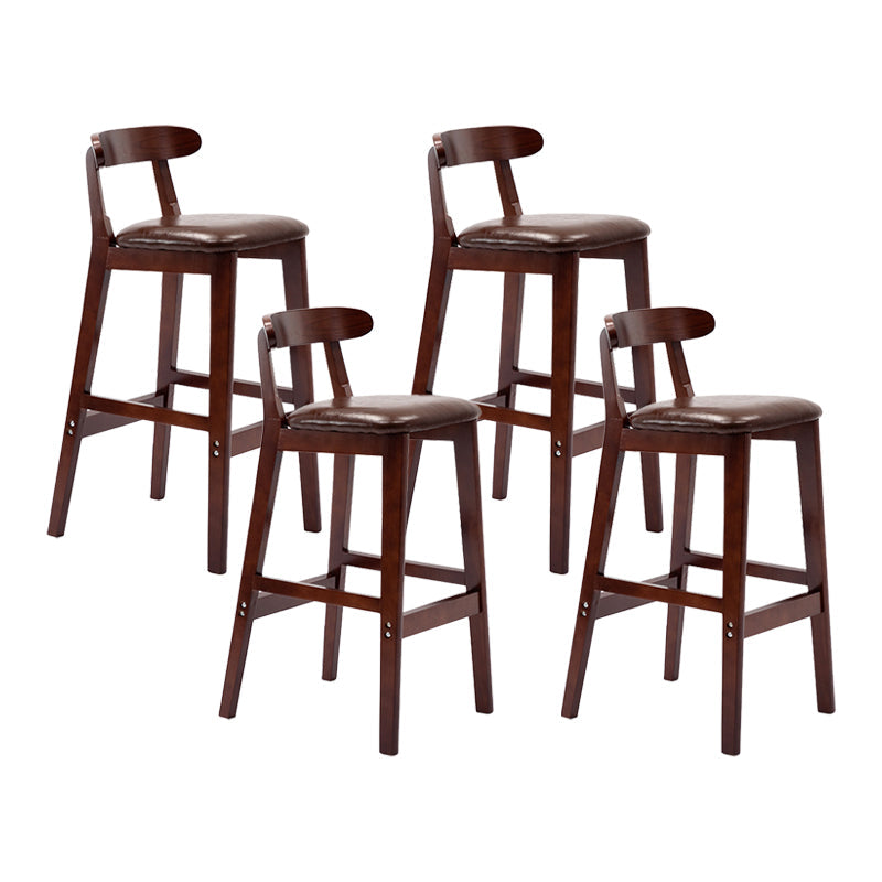 Modern Leather Bar Stool Low Back Low Back Rectangular Counter Stool with Wood Legs Red Brown Brown 4 Piece Set Clearhalo 'Bar Furniture' 'Bar Stools' 'bar_stools' 'furn' 'furn_bar_stools' 'furniture_bar_stools' 'Kitchen & Dining Furniture' 'kitchen&dining_furn' 'kitchen' 'kitchen_furn' Furniture' 4296859