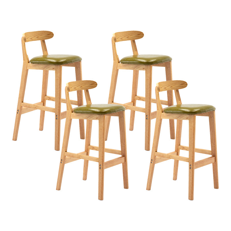 Modern Leather Bar Stool Low Back Low Back Rectangular Counter Stool with Wood Legs Green Natural 4 Piece Set Clearhalo 'Bar Furniture' 'Bar Stools' 'bar_stools' 'furn' 'furn_bar_stools' 'furniture_bar_stools' 'Kitchen & Dining Furniture' 'kitchen&dining_furn' 'kitchen' 'kitchen_furn' Furniture' 4296862