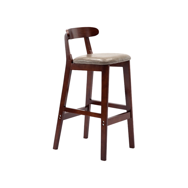 Modern Leather Bar Stool Low Back Low Back Rectangular Counter Stool with Wood Legs Grey Brown 1 Piece Clearhalo 'Bar Furniture' 'Bar Stools' 'bar_stools' 'furn' 'furn_bar_stools' 'furniture_bar_stools' 'Kitchen & Dining Furniture' 'kitchen&dining_furn' 'kitchen' 'kitchen_furn' Furniture' 4296863