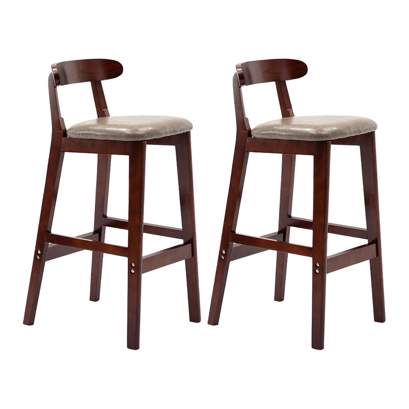 Modern Leather Bar Stool Low Back Low Back Rectangular Counter Stool with Wood Legs Grey Brown 2 Piece Set Clearhalo 'Bar Furniture' 'Bar Stools' 'bar_stools' 'furn' 'furn_bar_stools' 'furniture_bar_stools' 'Kitchen & Dining Furniture' 'kitchen&dining_furn' 'kitchen' 'kitchen_furn' Furniture' 4296864