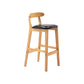 Modern Leather Bar Stool Low Back Low Back Rectangular Counter Stool with Wood Legs Black Natural 1 Piece Clearhalo 'Bar Furniture' 'Bar Stools' 'bar_stools' 'furn' 'furn_bar_stools' 'furniture_bar_stools' 'Kitchen & Dining Furniture' 'kitchen&dining_furn' 'kitchen' 'kitchen_furn' Furniture' 4296866