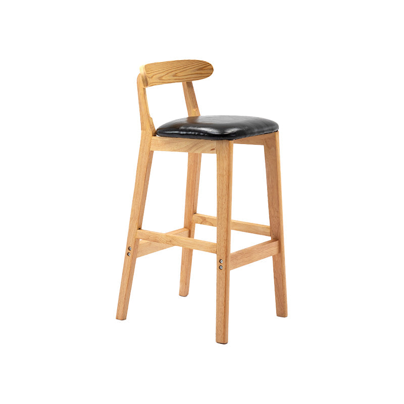 Modern Leather Bar Stool Low Back Low Back Rectangular Counter Stool with Wood Legs Black Natural 1 Piece Clearhalo 'Bar Furniture' 'Bar Stools' 'bar_stools' 'furn' 'furn_bar_stools' 'furniture_bar_stools' 'Kitchen & Dining Furniture' 'kitchen&dining_furn' 'kitchen' 'kitchen_furn' Furniture' 4296866
