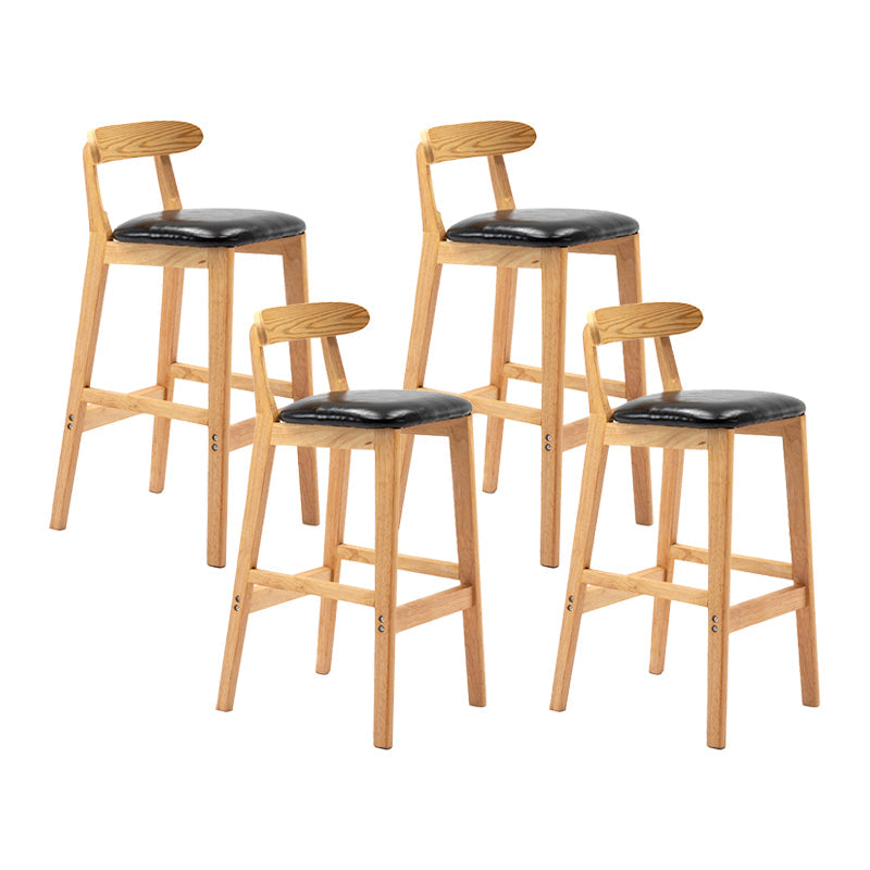 Modern Leather Bar Stool Low Back Low Back Rectangular Counter Stool with Wood Legs Black Natural 4 Piece Set Clearhalo 'Bar Furniture' 'Bar Stools' 'bar_stools' 'furn' 'furn_bar_stools' 'furniture_bar_stools' 'Kitchen & Dining Furniture' 'kitchen&dining_furn' 'kitchen' 'kitchen_furn' Furniture' 4296868
