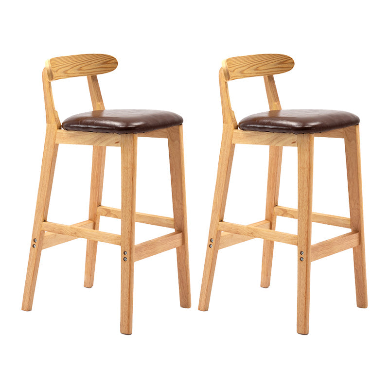 Modern Leather Bar Stool Low Back Low Back Rectangular Counter Stool with Wood Legs Red Brown Natural 2 Piece Set Clearhalo 'Bar Furniture' 'Bar Stools' 'bar_stools' 'furn' 'furn_bar_stools' 'furniture_bar_stools' 'Kitchen & Dining Furniture' 'kitchen&dining_furn' 'kitchen' 'kitchen_furn' Furniture' 4296870