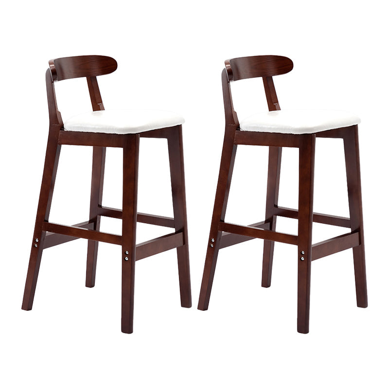 Modern Leather Bar Stool Low Back Low Back Rectangular Counter Stool with Wood Legs White Brown 2 Piece Set Clearhalo 'Bar Furniture' 'Bar Stools' 'bar_stools' 'furn' 'furn_bar_stools' 'furniture_bar_stools' 'Kitchen & Dining Furniture' 'kitchen&dining_furn' 'kitchen' 'kitchen_furn' Furniture' 4296873