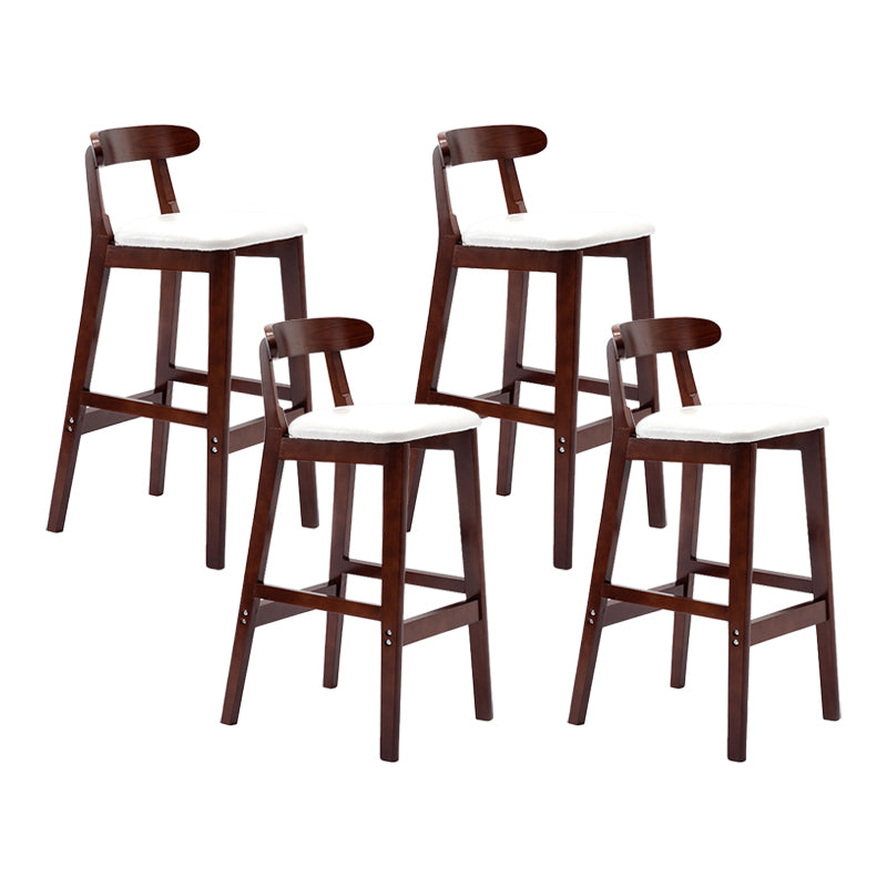 Modern Leather Bar Stool Low Back Low Back Rectangular Counter Stool with Wood Legs White Brown 4 Piece Set Clearhalo 'Bar Furniture' 'Bar Stools' 'bar_stools' 'furn' 'furn_bar_stools' 'furniture_bar_stools' 'Kitchen & Dining Furniture' 'kitchen&dining_furn' 'kitchen' 'kitchen_furn' Furniture' 4296874