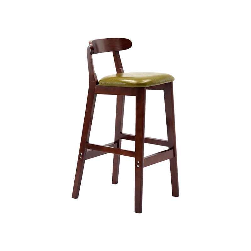 Modern Leather Bar Stool Low Back Low Back Rectangular Counter Stool with Wood Legs Green Brown 1 Piece Clearhalo 'Bar Furniture' 'Bar Stools' 'bar_stools' 'furn' 'furn_bar_stools' 'furniture_bar_stools' 'Kitchen & Dining Furniture' 'kitchen&dining_furn' 'kitchen' 'kitchen_furn' Furniture' 4296875