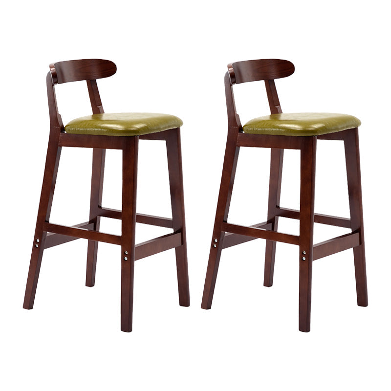 Modern Leather Bar Stool Low Back Low Back Rectangular Counter Stool with Wood Legs Green Brown 2 Piece Set Clearhalo 'Bar Furniture' 'Bar Stools' 'bar_stools' 'furn' 'furn_bar_stools' 'furniture_bar_stools' 'Kitchen & Dining Furniture' 'kitchen&dining_furn' 'kitchen' 'kitchen_furn' Furniture' 4296876