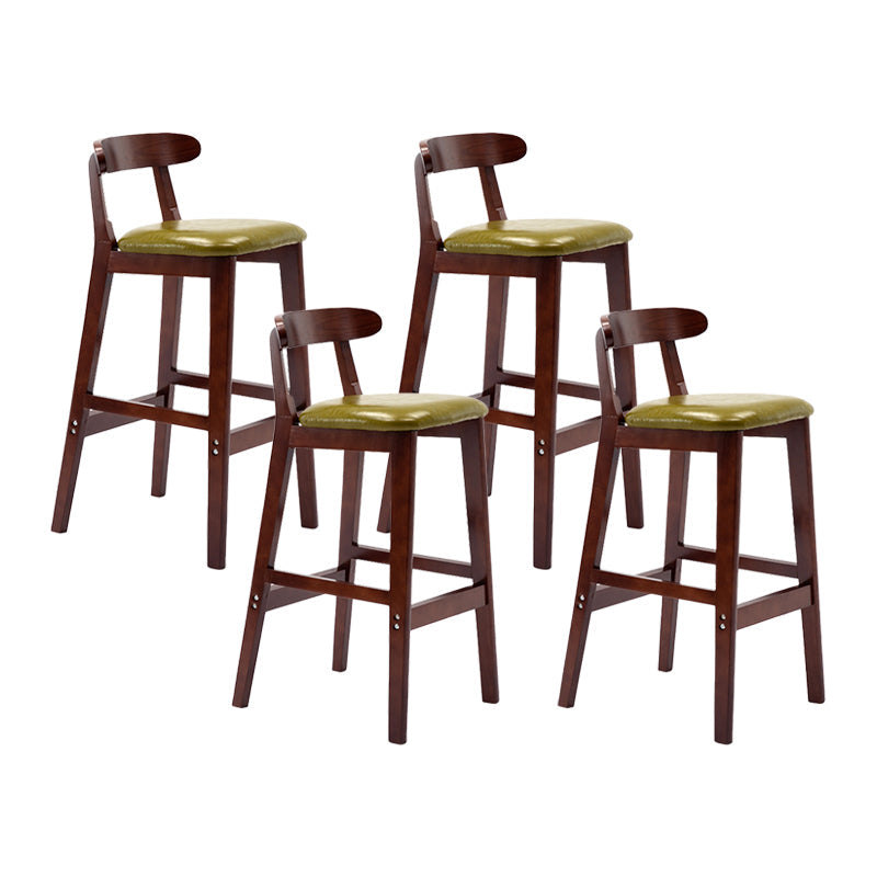 Modern Leather Bar Stool Low Back Low Back Rectangular Counter Stool with Wood Legs Green Brown 4 Piece Set Clearhalo 'Bar Furniture' 'Bar Stools' 'bar_stools' 'furn' 'furn_bar_stools' 'furniture_bar_stools' 'Kitchen & Dining Furniture' 'kitchen&dining_furn' 'kitchen' 'kitchen_furn' Furniture' 4296877