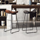 Glam Leather Bar Stools Patio Bar Stool with Iron Legs and Low Back Clearhalo 'Bar Furniture' 'Bar Stools' 'bar_stools' 'furn' 'furn_bar_stools' 'furniture_bar_stools' 'Kitchen & Dining Furniture' 'kitchen&dining_furn' 'kitchen' 'kitchen_furn' Furniture' 4296884