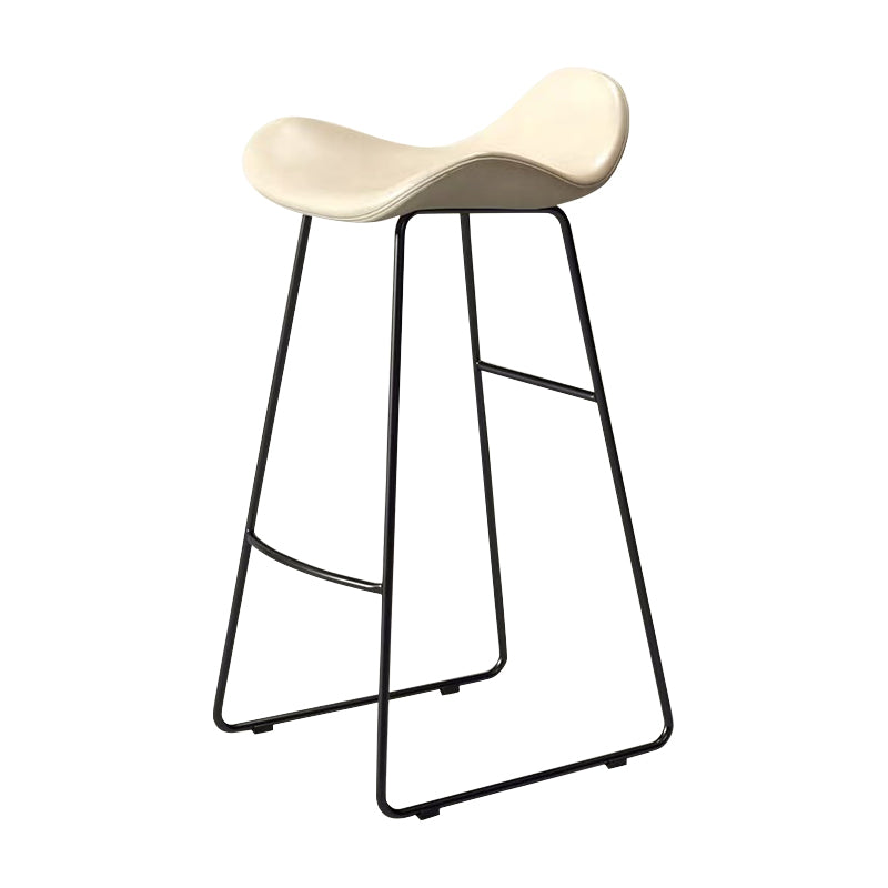 Glam Leather Bar Stools Patio Bar Stool with Iron Legs and Low Back Black Yellow Clearhalo 'Bar Furniture' 'Bar Stools' 'bar_stools' 'furn' 'furn_bar_stools' 'furniture_bar_stools' 'Kitchen & Dining Furniture' 'kitchen&dining_furn' 'kitchen' 'kitchen_furn' Furniture' 4296887