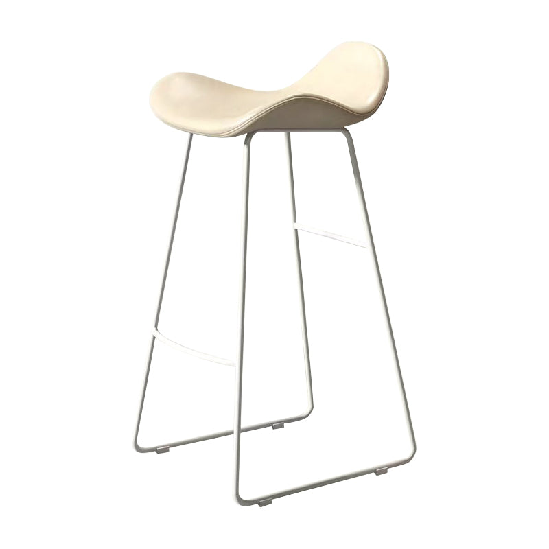 Glam Leather Bar Stools Patio Bar Stool with Iron Legs and Low Back White Yellow Clearhalo 'Bar Furniture' 'Bar Stools' 'bar_stools' 'furn' 'furn_bar_stools' 'furniture_bar_stools' 'Kitchen & Dining Furniture' 'kitchen&dining_furn' 'kitchen' 'kitchen_furn' Furniture' 4296893