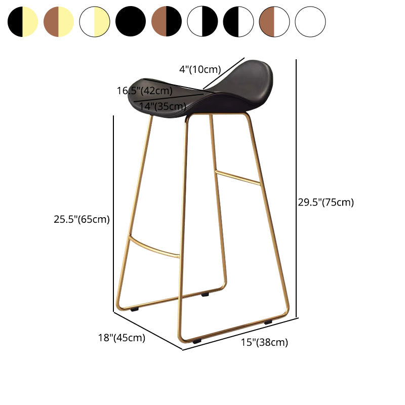 Glam Leather Bar Stools Patio Bar Stool with Iron Legs and Low Back Clearhalo 'Bar Furniture' 'Bar Stools' 'bar_stools' 'furn' 'furn_bar_stools' 'furniture_bar_stools' 'Kitchen & Dining Furniture' 'kitchen&dining_furn' 'kitchen' 'kitchen_furn' Furniture' 4296896