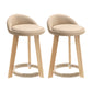 Modern Fabric Footrest Bar Stool Indoor Low Back Round Counter Stool with Wood Legs Khaki 2 Piece Set Short Stool(20"H) Clearhalo 'Bar Furniture' 'Bar Stools' 'bar_stools' 'furn' 'furn_bar_stools' 'furniture_bar_stools' 'Kitchen & Dining Furniture' 'kitchen&dining_furn' 'kitchen' 'kitchen_furn' Furniture' 4296901