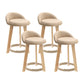 Modern Fabric Footrest Bar Stool Indoor Low Back Round Counter Stool with Wood Legs Khaki 4 Piece Set Short Stool(20"H) Clearhalo 'Bar Furniture' 'Bar Stools' 'bar_stools' 'furn' 'furn_bar_stools' 'furniture_bar_stools' 'Kitchen & Dining Furniture' 'kitchen&dining_furn' 'kitchen' 'kitchen_furn' Furniture' 4296903