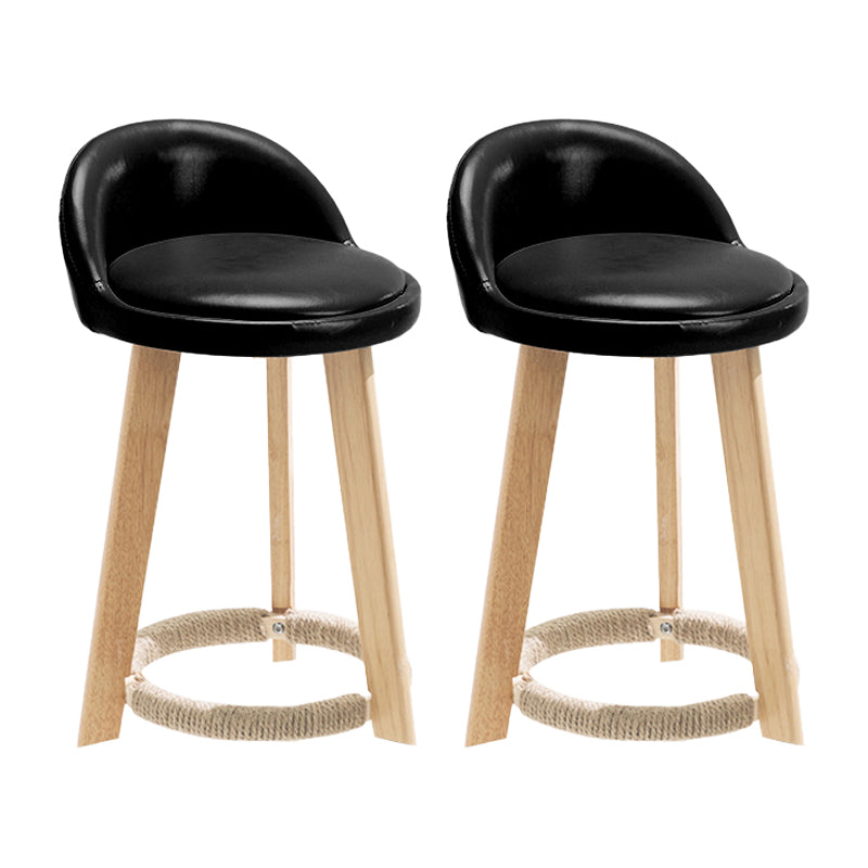 Modern Fabric Footrest Bar Stool Indoor Low Back Round Counter Stool with Wood Legs Black 2 Piece Set Short Stool(20"H) Clearhalo 'Bar Furniture' 'Bar Stools' 'bar_stools' 'furn' 'furn_bar_stools' 'furniture_bar_stools' 'Kitchen & Dining Furniture' 'kitchen&dining_furn' 'kitchen' 'kitchen_furn' Furniture' 4296908