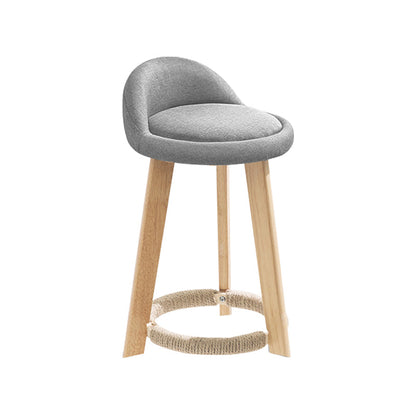 Modern Fabric Footrest Bar Stool Indoor Low Back Round Counter Stool with Wood Legs Grey 1 Piece Short Stool(20"H) Clearhalo 'Bar Furniture' 'Bar Stools' 'bar_stools' 'furn' 'furn_bar_stools' 'furniture_bar_stools' 'Kitchen & Dining Furniture' 'kitchen&dining_furn' 'kitchen' 'kitchen_furn' Furniture' 4296912