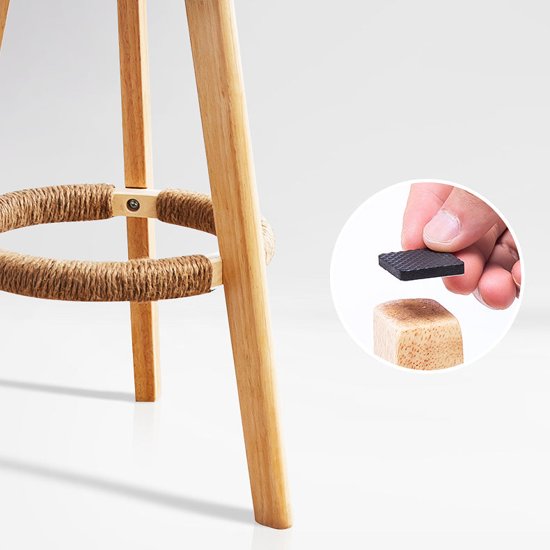 Modern Fabric Footrest Bar Stool Indoor Low Back Round Counter Stool with Wood Legs Clearhalo 'Bar Furniture' 'Bar Stools' 'bar_stools' 'furn' 'furn_bar_stools' 'furniture_bar_stools' 'Kitchen & Dining Furniture' 'kitchen&dining_furn' 'kitchen' 'kitchen_furn' Furniture' 4296913
