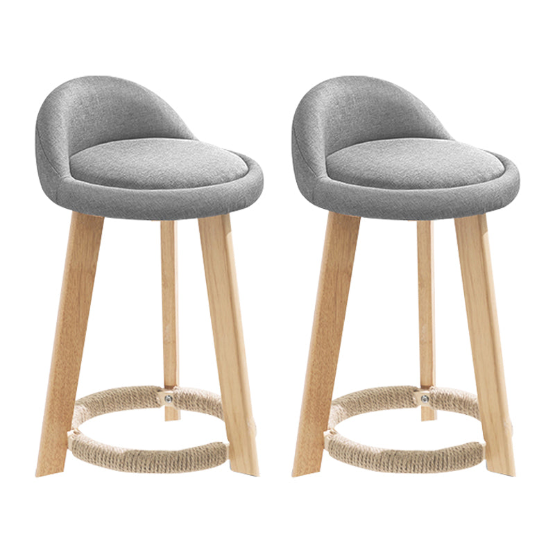 Modern Fabric Footrest Bar Stool Indoor Low Back Round Counter Stool with Wood Legs Grey 2 Piece Set Short Stool(20"H) Clearhalo 'Bar Furniture' 'Bar Stools' 'bar_stools' 'furn' 'furn_bar_stools' 'furniture_bar_stools' 'Kitchen & Dining Furniture' 'kitchen&dining_furn' 'kitchen' 'kitchen_furn' Furniture' 4296914