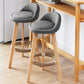 Modern Fabric Footrest Bar Stool Indoor Low Back Round Counter Stool with Wood Legs Clearhalo 'Bar Furniture' 'Bar Stools' 'bar_stools' 'furn' 'furn_bar_stools' 'furniture_bar_stools' 'Kitchen & Dining Furniture' 'kitchen&dining_furn' 'kitchen' 'kitchen_furn' Furniture' 4296915