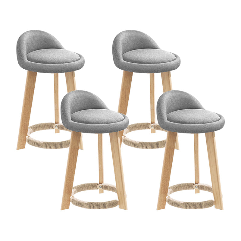 Modern Fabric Footrest Bar Stool Indoor Low Back Round Counter Stool with Wood Legs Grey 4 Piece Set Short Stool(20"H) Clearhalo 'Bar Furniture' 'Bar Stools' 'bar_stools' 'furn' 'furn_bar_stools' 'furniture_bar_stools' 'Kitchen & Dining Furniture' 'kitchen&dining_furn' 'kitchen' 'kitchen_furn' Furniture' 4296916