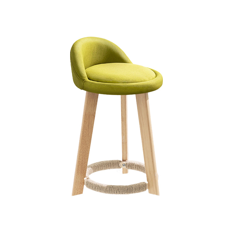 Modern Fabric Footrest Bar Stool Indoor Low Back Round Counter Stool with Wood Legs Lake Green 1 Piece Short Stool(20"H) Clearhalo 'Bar Furniture' 'Bar Stools' 'bar_stools' 'furn' 'furn_bar_stools' 'furniture_bar_stools' 'Kitchen & Dining Furniture' 'kitchen&dining_furn' 'kitchen' 'kitchen_furn' Furniture' 4296918