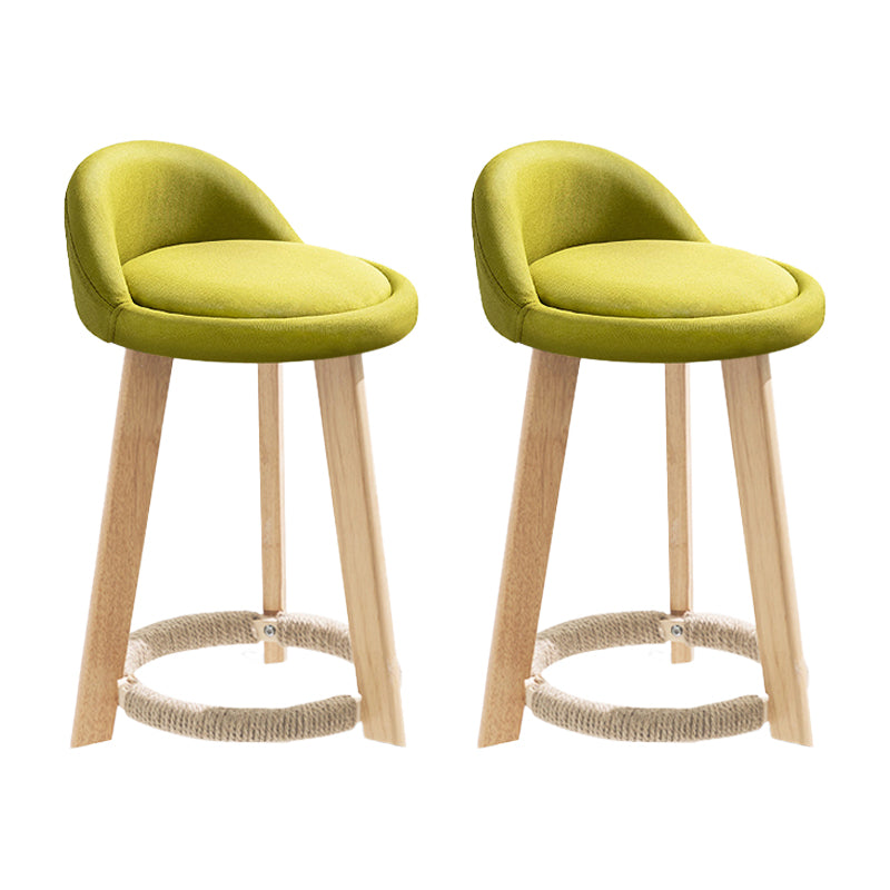 Modern Fabric Footrest Bar Stool Indoor Low Back Round Counter Stool with Wood Legs Lake Green 2 Piece Set Short Stool(20"H) Clearhalo 'Bar Furniture' 'Bar Stools' 'bar_stools' 'furn' 'furn_bar_stools' 'furniture_bar_stools' 'Kitchen & Dining Furniture' 'kitchen&dining_furn' 'kitchen' 'kitchen_furn' Furniture' 4296920