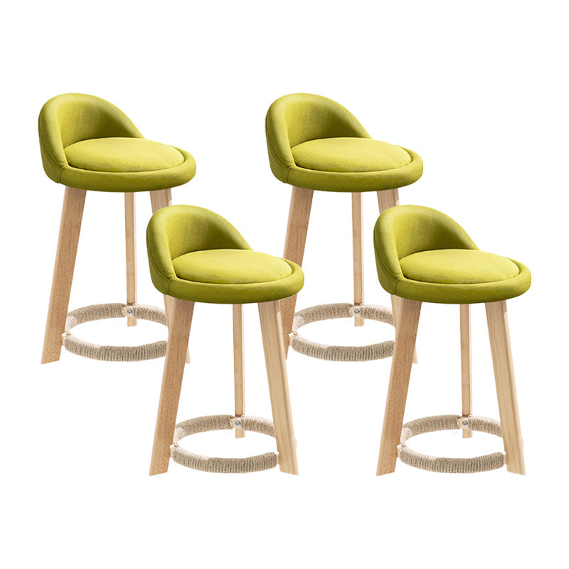 Modern Fabric Footrest Bar Stool Indoor Low Back Round Counter Stool with Wood Legs Lake Green 4 Piece Set Short Stool(20"H) Clearhalo 'Bar Furniture' 'Bar Stools' 'bar_stools' 'furn' 'furn_bar_stools' 'furniture_bar_stools' 'Kitchen & Dining Furniture' 'kitchen&dining_furn' 'kitchen' 'kitchen_furn' Furniture' 4296921
