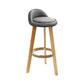 Modern Fabric Footrest Bar Stool Indoor Low Back Round Counter Stool with Wood Legs Grey 1 Piece Counter Stool(27"H) Clearhalo 'Bar Furniture' 'Bar Stools' 'bar_stools' 'furn' 'furn_bar_stools' 'furniture_bar_stools' 'Kitchen & Dining Furniture' 'kitchen&dining_furn' 'kitchen' 'kitchen_furn' Furniture' 4296926