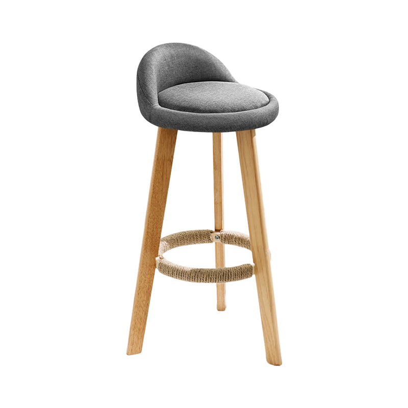 Modern Fabric Footrest Bar Stool Indoor Low Back Round Counter Stool with Wood Legs Grey 1 Piece Counter Stool(27"H) Clearhalo 'Bar Furniture' 'Bar Stools' 'bar_stools' 'furn' 'furn_bar_stools' 'furniture_bar_stools' 'Kitchen & Dining Furniture' 'kitchen&dining_furn' 'kitchen' 'kitchen_furn' Furniture' 4296926