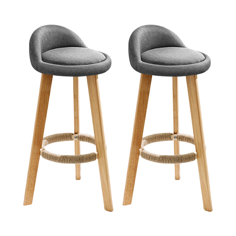 Modern Fabric Footrest Bar Stool Indoor Low Back Round Counter Stool with Wood Legs Grey 2 Piece Set Counter Stool(27"H) Clearhalo 'Bar Furniture' 'Bar Stools' 'bar_stools' 'furn' 'furn_bar_stools' 'furniture_bar_stools' 'Kitchen & Dining Furniture' 'kitchen&dining_furn' 'kitchen' 'kitchen_furn' Furniture' 4296927