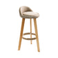 Modern Fabric Footrest Bar Stool Indoor Low Back Round Counter Stool with Wood Legs Khaki 1 Piece Counter Stool(27"H) Clearhalo 'Bar Furniture' 'Bar Stools' 'bar_stools' 'furn' 'furn_bar_stools' 'furniture_bar_stools' 'Kitchen & Dining Furniture' 'kitchen&dining_furn' 'kitchen' 'kitchen_furn' Furniture' 4296929