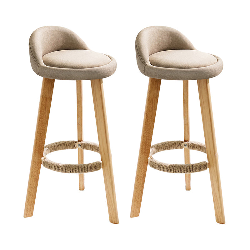 Modern Fabric Footrest Bar Stool Indoor Low Back Round Counter Stool with Wood Legs Khaki 2 Piece Set Counter Stool(27"H) Clearhalo 'Bar Furniture' 'Bar Stools' 'bar_stools' 'furn' 'furn_bar_stools' 'furniture_bar_stools' 'Kitchen & Dining Furniture' 'kitchen&dining_furn' 'kitchen' 'kitchen_furn' Furniture' 4296930
