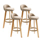 Modern Fabric Footrest Bar Stool Indoor Low Back Round Counter Stool with Wood Legs Khaki 4 Piece Set Counter Stool(27"H) Clearhalo 'Bar Furniture' 'Bar Stools' 'bar_stools' 'furn' 'furn_bar_stools' 'furniture_bar_stools' 'Kitchen & Dining Furniture' 'kitchen&dining_furn' 'kitchen' 'kitchen_furn' Furniture' 4296931