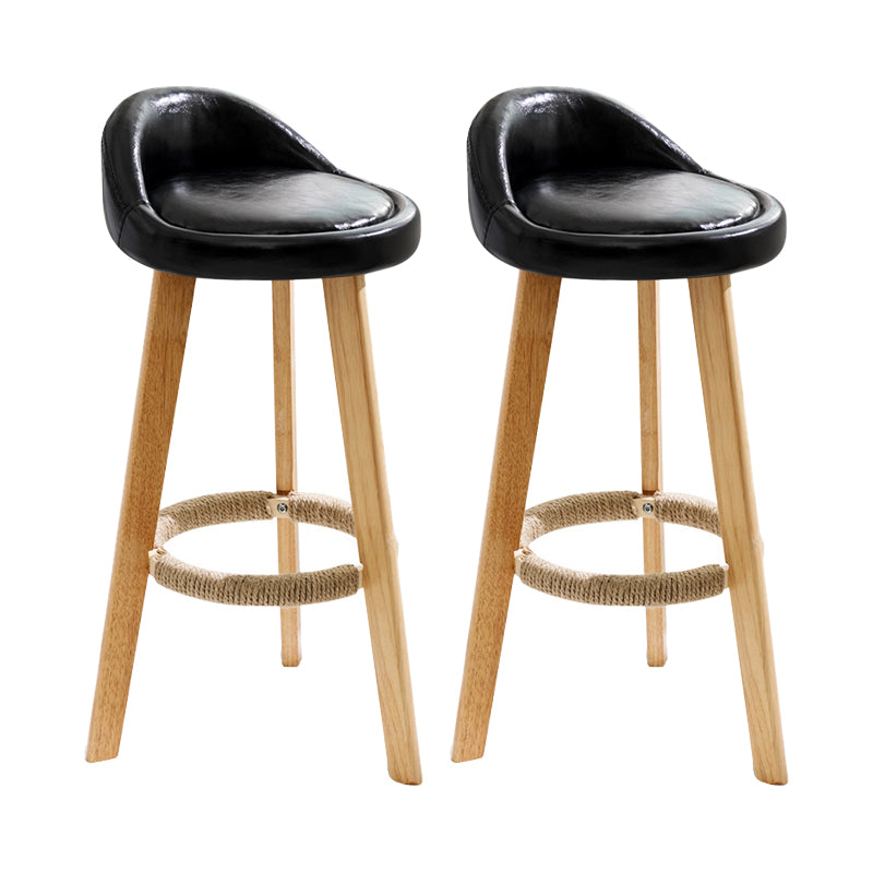 Modern Fabric Footrest Bar Stool Indoor Low Back Round Counter Stool with Wood Legs Black 2 Piece Set Counter Stool(27"H) Clearhalo 'Bar Furniture' 'Bar Stools' 'bar_stools' 'furn' 'furn_bar_stools' 'furniture_bar_stools' 'Kitchen & Dining Furniture' 'kitchen&dining_furn' 'kitchen' 'kitchen_furn' Furniture' 4296933