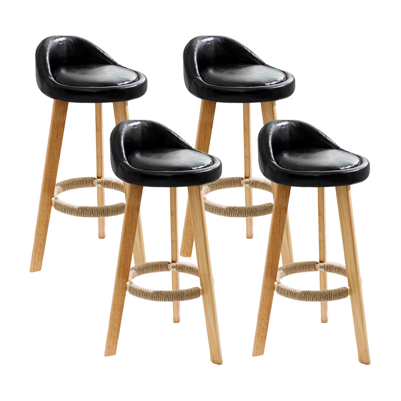 Modern Fabric Footrest Bar Stool Indoor Low Back Round Counter Stool with Wood Legs Black 4 Piece Set Counter Stool(27"H) Clearhalo 'Bar Furniture' 'Bar Stools' 'bar_stools' 'furn' 'furn_bar_stools' 'furniture_bar_stools' 'Kitchen & Dining Furniture' 'kitchen&dining_furn' 'kitchen' 'kitchen_furn' Furniture' 4296934