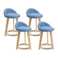 Modern Fabric Footrest Bar Stool Indoor Low Back Round Counter Stool with Wood Legs Blue 4 Piece Set Short Stool(20"H) Clearhalo 'Bar Furniture' 'Bar Stools' 'bar_stools' 'furn' 'furn_bar_stools' 'furniture_bar_stools' 'Kitchen & Dining Furniture' 'kitchen&dining_furn' 'kitchen' 'kitchen_furn' Furniture' 4296937