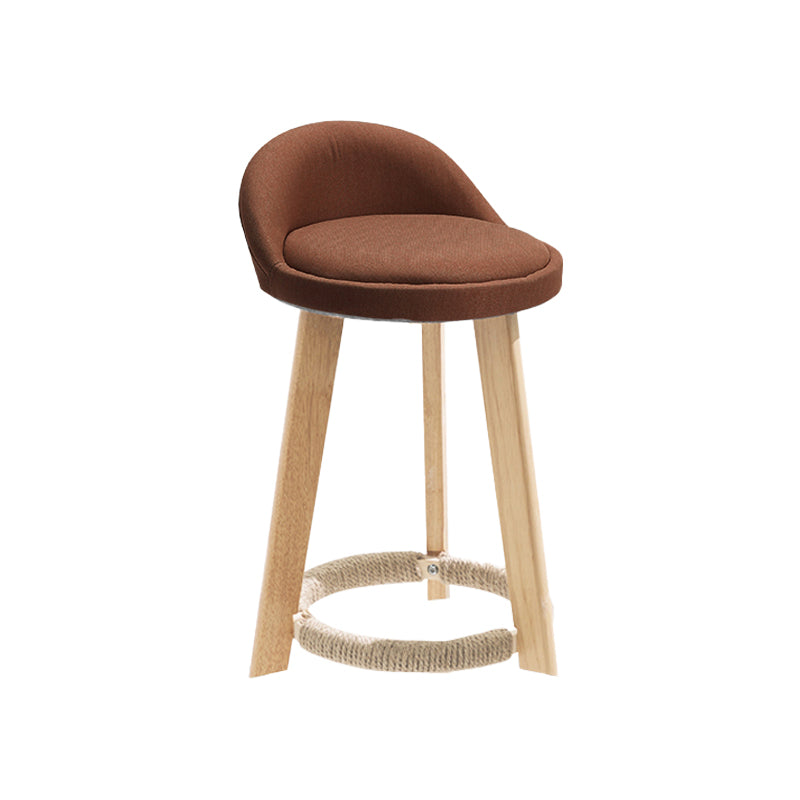 Modern Fabric Footrest Bar Stool Indoor Low Back Round Counter Stool with Wood Legs Coffee 1 Piece Short Stool(20"H) Clearhalo 'Bar Furniture' 'Bar Stools' 'bar_stools' 'furn' 'furn_bar_stools' 'furniture_bar_stools' 'Kitchen & Dining Furniture' 'kitchen&dining_furn' 'kitchen' 'kitchen_furn' Furniture' 4296938