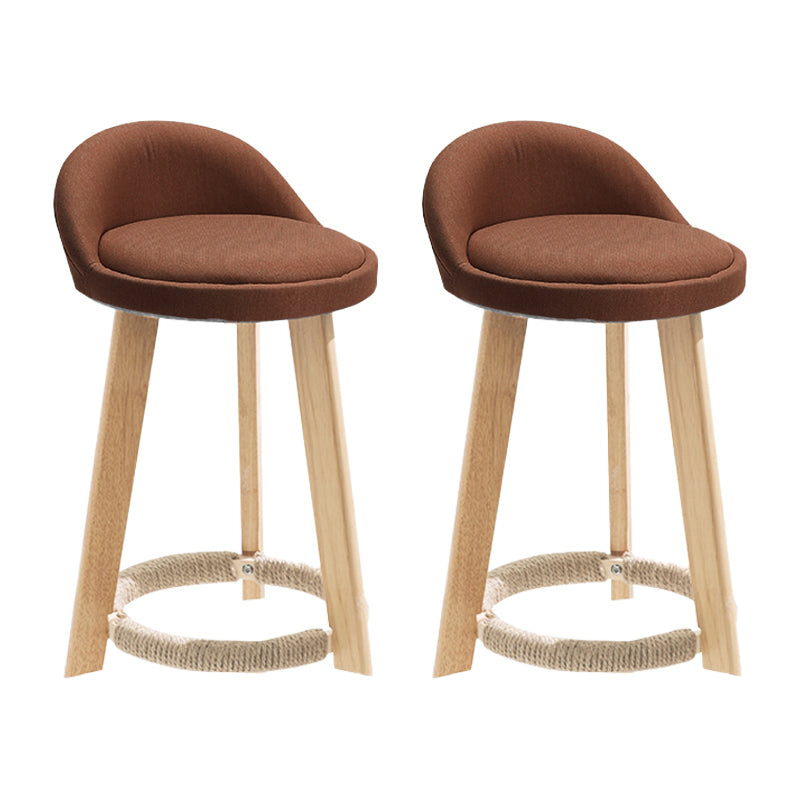 Modern Fabric Footrest Bar Stool Indoor Low Back Round Counter Stool with Wood Legs Coffee 2 Piece Set Short Stool(20"H) Clearhalo 'Bar Furniture' 'Bar Stools' 'bar_stools' 'furn' 'furn_bar_stools' 'furniture_bar_stools' 'Kitchen & Dining Furniture' 'kitchen&dining_furn' 'kitchen' 'kitchen_furn' Furniture' 4296939