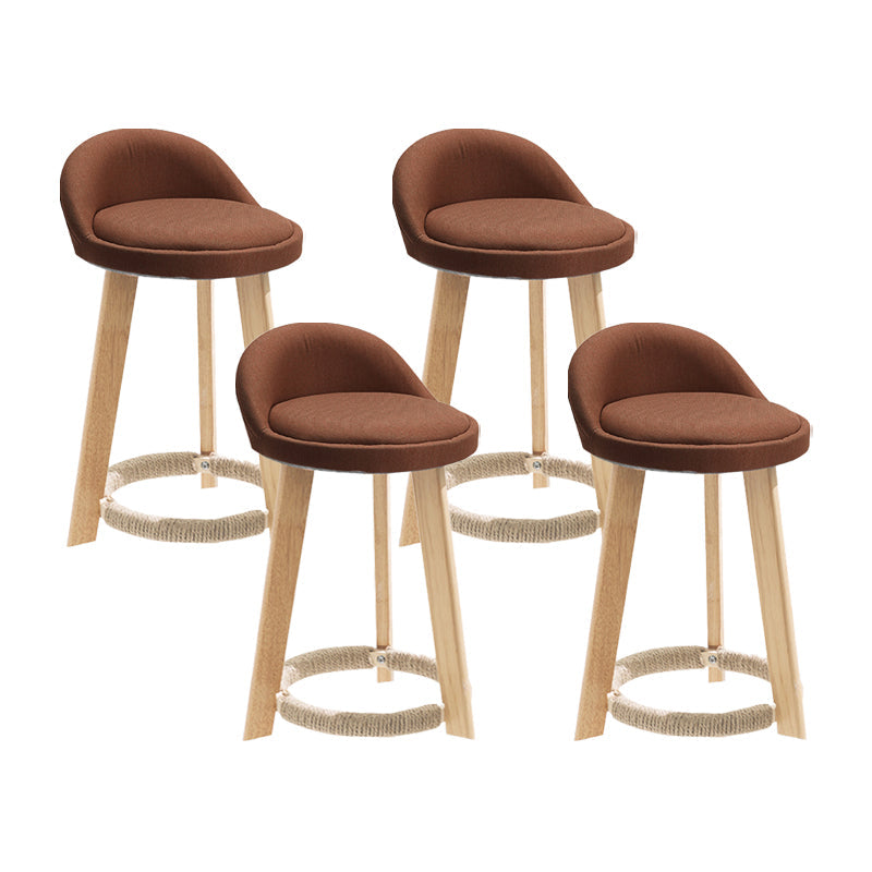 Modern Fabric Footrest Bar Stool Indoor Low Back Round Counter Stool with Wood Legs Coffee 4 Piece Set Short Stool(20"H) Clearhalo 'Bar Furniture' 'Bar Stools' 'bar_stools' 'furn' 'furn_bar_stools' 'furniture_bar_stools' 'Kitchen & Dining Furniture' 'kitchen&dining_furn' 'kitchen' 'kitchen_furn' Furniture' 4296940