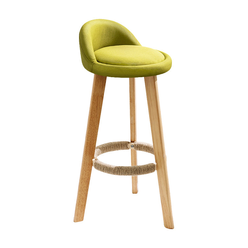 Modern Fabric Footrest Bar Stool Indoor Low Back Round Counter Stool with Wood Legs Lake Green 1 Piece Counter Stool(27"H) Clearhalo 'Bar Furniture' 'Bar Stools' 'bar_stools' 'furn' 'furn_bar_stools' 'furniture_bar_stools' 'Kitchen & Dining Furniture' 'kitchen&dining_furn' 'kitchen' 'kitchen_furn' Furniture' 4296941