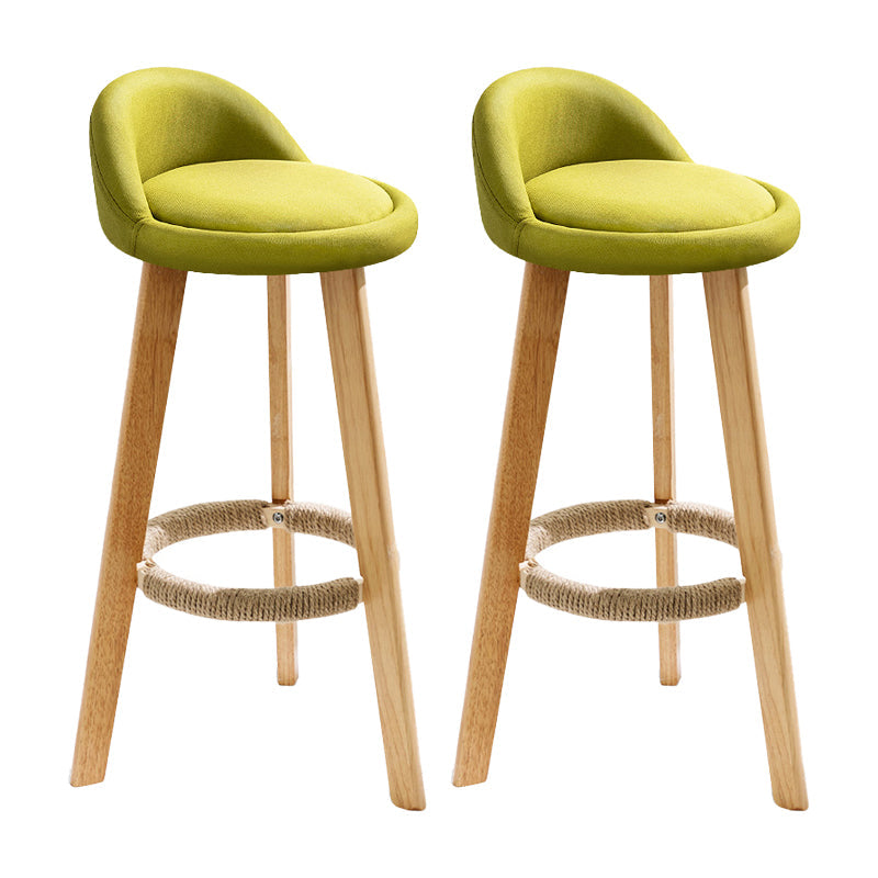 Modern Fabric Footrest Bar Stool Indoor Low Back Round Counter Stool with Wood Legs Lake Green 2 Piece Set Counter Stool(27"H) Clearhalo 'Bar Furniture' 'Bar Stools' 'bar_stools' 'furn' 'furn_bar_stools' 'furniture_bar_stools' 'Kitchen & Dining Furniture' 'kitchen&dining_furn' 'kitchen' 'kitchen_furn' Furniture' 4296942