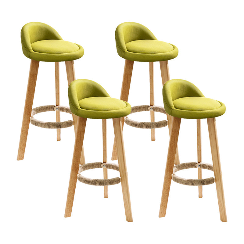 Modern Fabric Footrest Bar Stool Indoor Low Back Round Counter Stool with Wood Legs Lake Green 4 Piece Set Counter Stool(27"H) Clearhalo 'Bar Furniture' 'Bar Stools' 'bar_stools' 'furn' 'furn_bar_stools' 'furniture_bar_stools' 'Kitchen & Dining Furniture' 'kitchen&dining_furn' 'kitchen' 'kitchen_furn' Furniture' 4296943