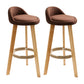Modern Fabric Footrest Bar Stool Indoor Low Back Round Counter Stool with Wood Legs Coffee 2 Piece Set Counter Stool(27"H) Clearhalo 'Bar Furniture' 'Bar Stools' 'bar_stools' 'furn' 'furn_bar_stools' 'furniture_bar_stools' 'Kitchen & Dining Furniture' 'kitchen&dining_furn' 'kitchen' 'kitchen_furn' Furniture' 4296944