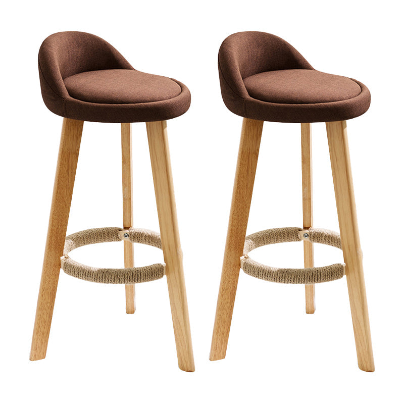 Modern Fabric Footrest Bar Stool Indoor Low Back Round Counter Stool with Wood Legs Coffee 2 Piece Set Counter Stool(27"H) Clearhalo 'Bar Furniture' 'Bar Stools' 'bar_stools' 'furn' 'furn_bar_stools' 'furniture_bar_stools' 'Kitchen & Dining Furniture' 'kitchen&dining_furn' 'kitchen' 'kitchen_furn' Furniture' 4296944
