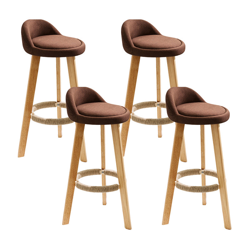 Modern Fabric Footrest Bar Stool Indoor Low Back Round Counter Stool with Wood Legs Coffee 4 Piece Set Counter Stool(27"H) Clearhalo 'Bar Furniture' 'Bar Stools' 'bar_stools' 'furn' 'furn_bar_stools' 'furniture_bar_stools' 'Kitchen & Dining Furniture' 'kitchen&dining_furn' 'kitchen' 'kitchen_furn' Furniture' 4296945