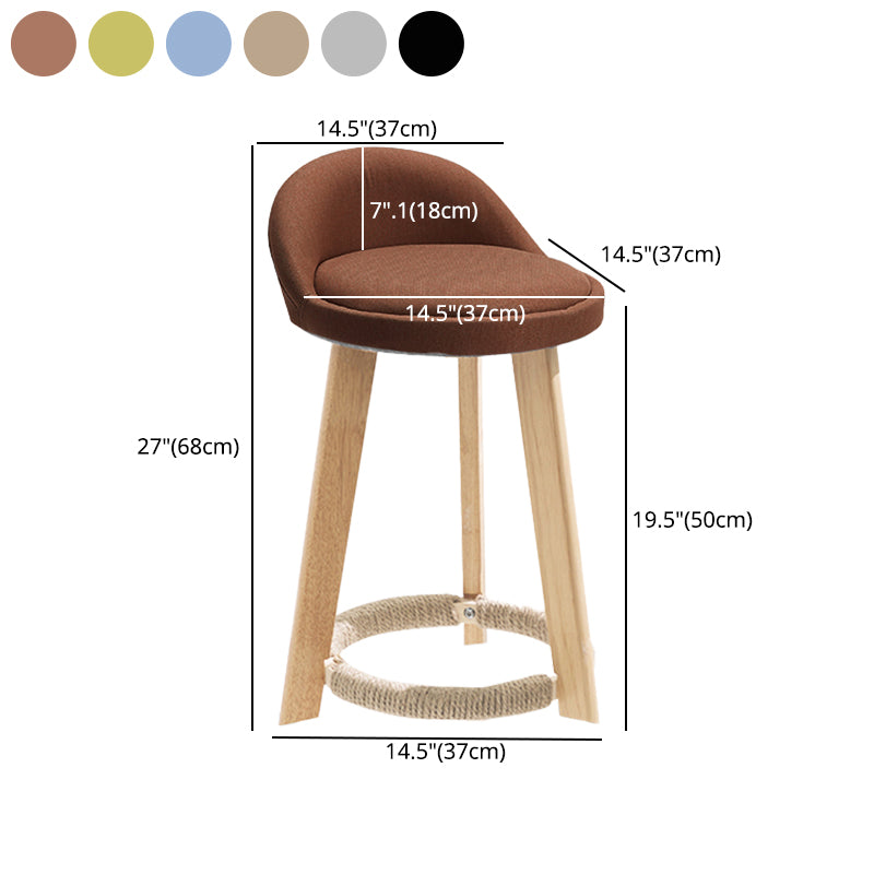 Modern Fabric Footrest Bar Stool Indoor Low Back Round Counter Stool with Wood Legs Clearhalo 'Bar Furniture' 'Bar Stools' 'bar_stools' 'furn' 'furn_bar_stools' 'furniture_bar_stools' 'Kitchen & Dining Furniture' 'kitchen&dining_furn' 'kitchen' 'kitchen_furn' Furniture' 4296946