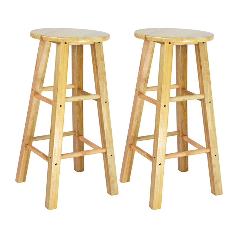 Modern Armless Backless Counter Stool Wood Household Bar Stool with Wooden Seat Natural 2 Piece Set Clearhalo 'Bar Furniture' 'Bar Stools' 'bar_stools' 'furn' 'furn_bar_stools' 'furniture_bar_stools' 'Kitchen & Dining Furniture' 'kitchen&dining_furn' 'kitchen' 'kitchen_furn' Furniture' 4296951
